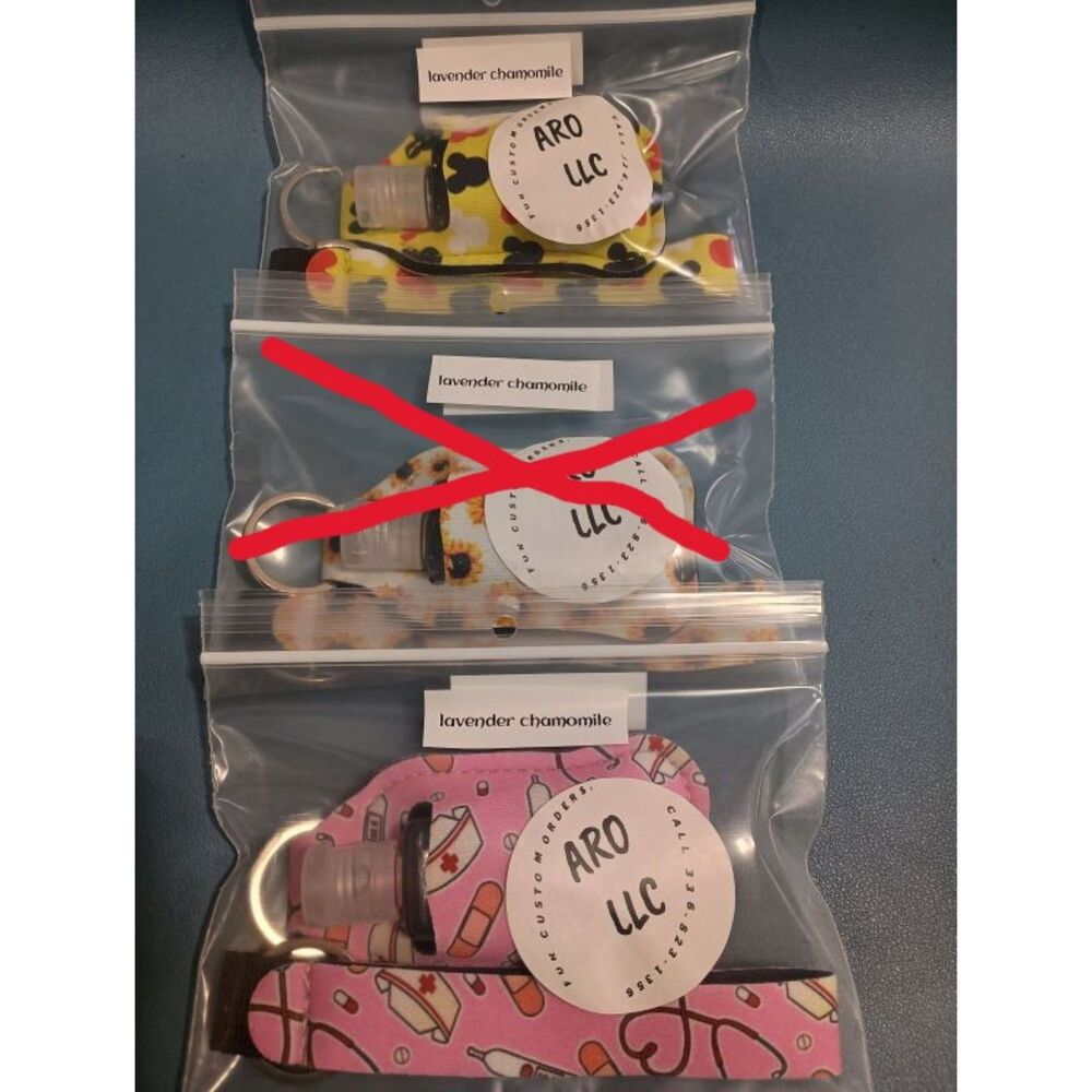 "Lavender Chamomile" Hand Sanitizer - 1 oz, keychain holder & wristlet